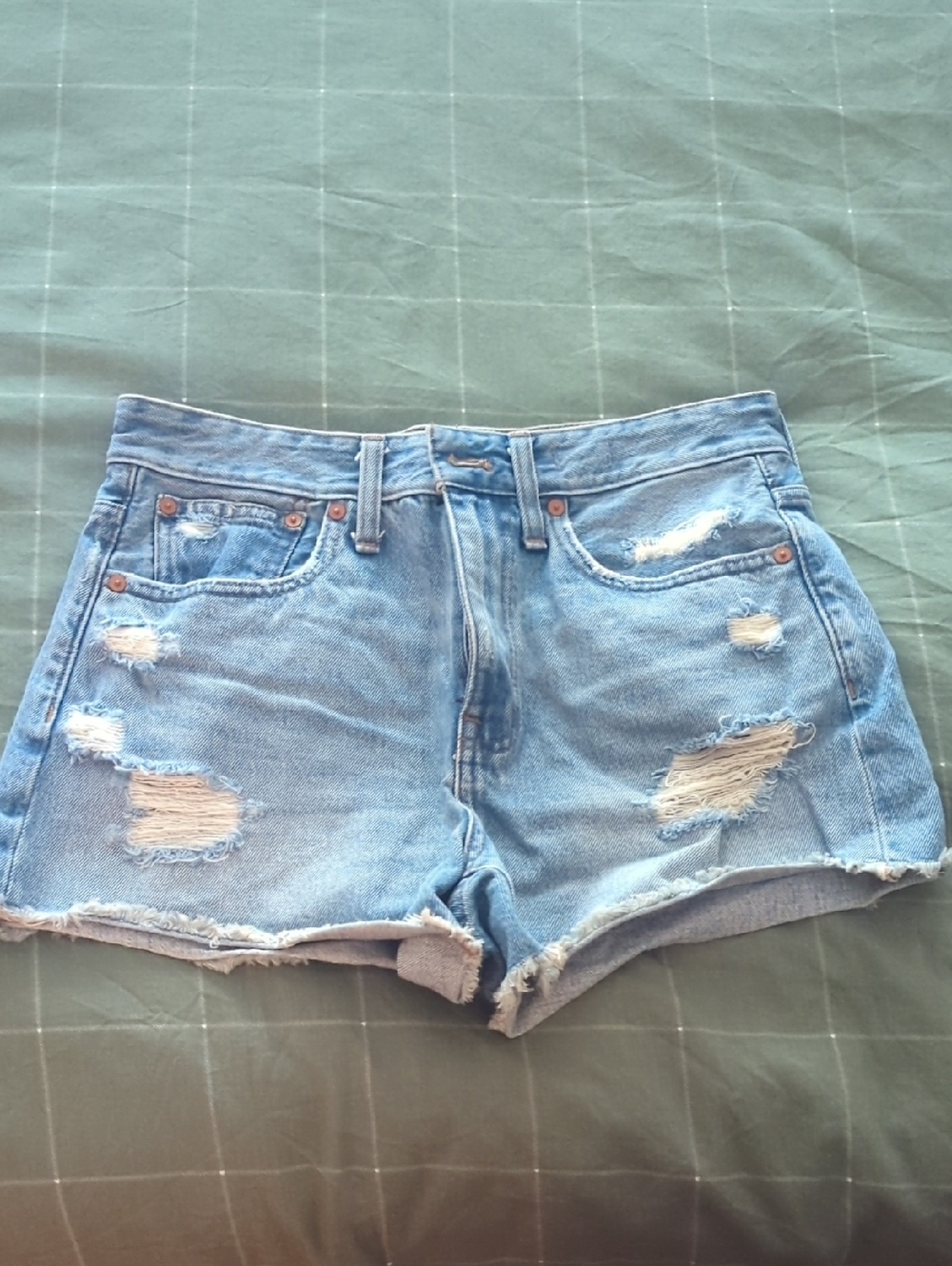 Madewell Light Blue Distressed Denim Cutoff Shorts